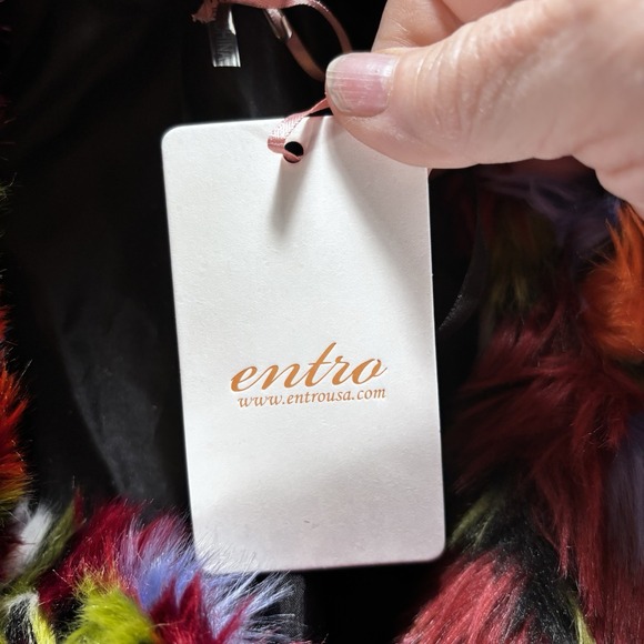 Entro Women's Multicolored Faux Fur Teddy  Vest Large NWT Colorful Boho - Picture 7 of 11